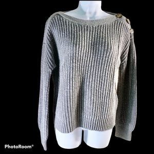 Grey boat neck chunky sweater size small